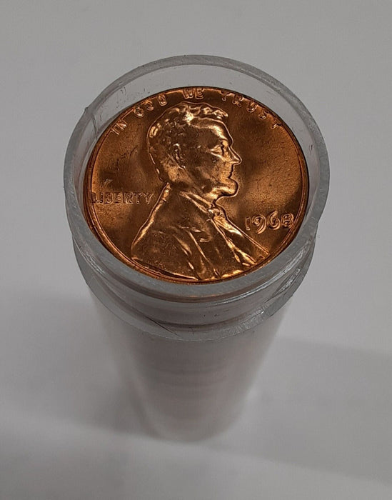 1968 US Lincoln Cents BU Roll 50 Coins Total in Coin Tube