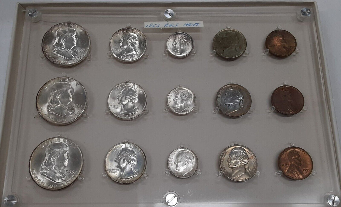 1953 PD&S UNC Set in Seitz Holder - Uncirculated w/Spots 15 Coins Total