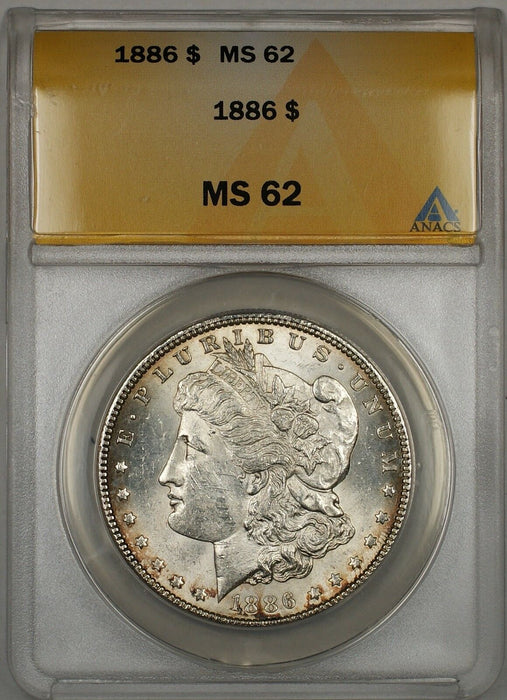1886 Morgan Silver Dollar $1 Coin ANACS MS-62 (5)