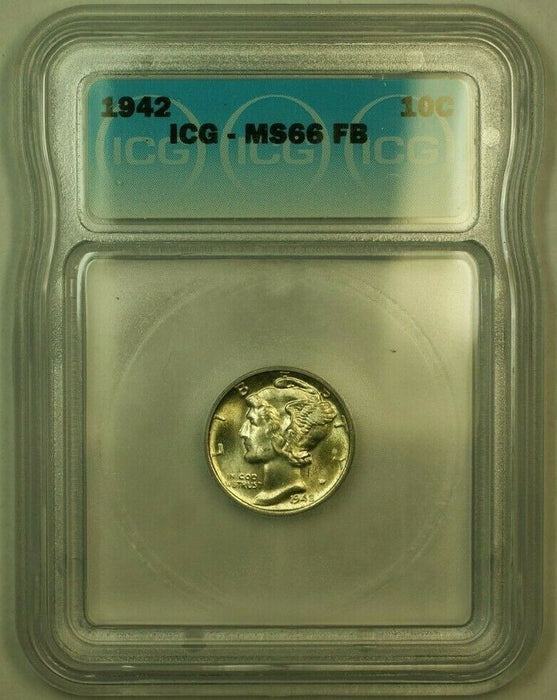 1942 Silver Mercury Dime 10c Coin ICG MS-66FSB C