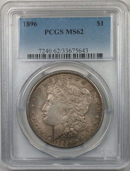 1896 Morgan Silver Dollar $1 Coin PCGS MS-62 Toned (6)