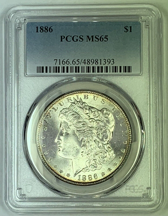 1886 Morgan Silver $1 Dollar Coin PCGS MS 65 (7) B