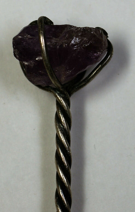 1860-4 500 Reis Brazil Coin 8 and a Half Inch Solid Silver Spoon Amethyst Stone