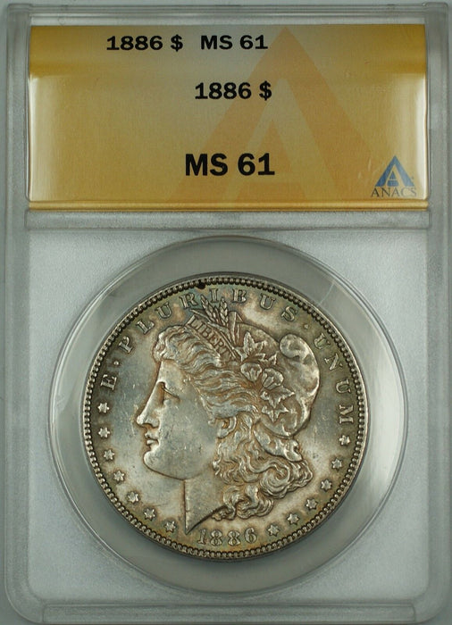 1886 Morgan Silver Dollar Coin $1 ANACS MS-61 Toned