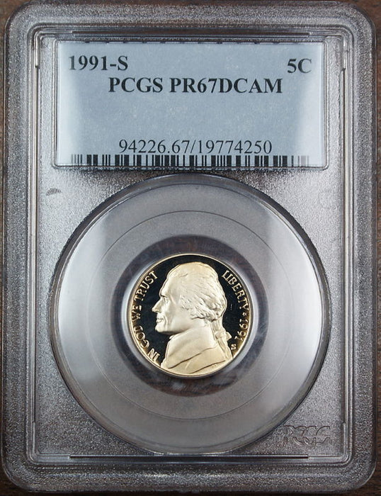1991-S Proof Jefferson Nickel, PCGS PR-67 DCAM