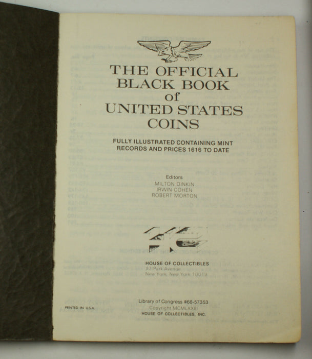 Milton Dinkun Official 1974 Black Book of United States Coins Tenth Edition