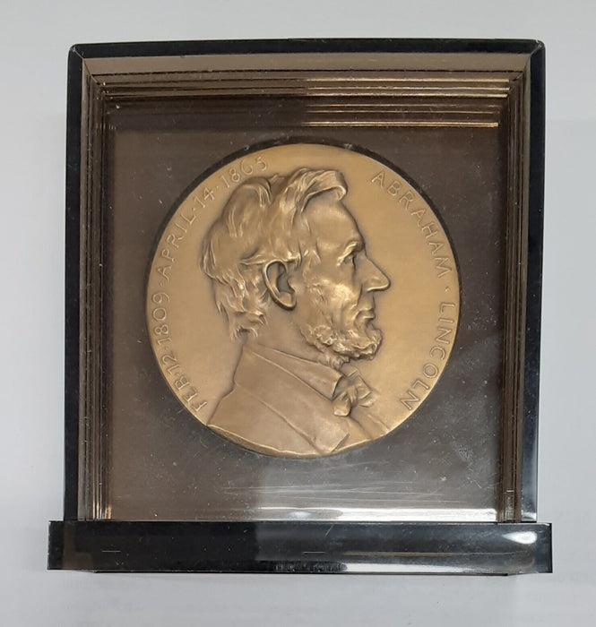 1934 Lincoln HR 2 3/4" Dia. Bronze Medal by MACo in Display Stand
