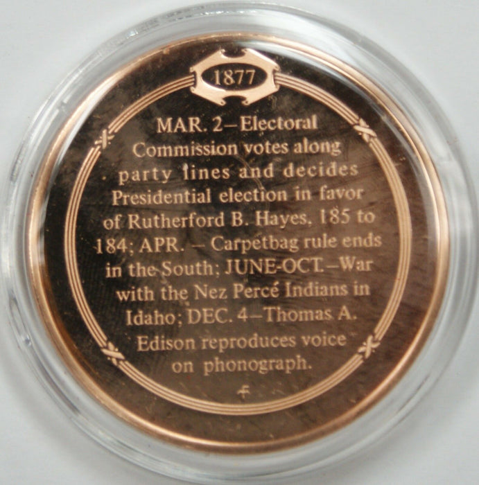 Bronze Proof Medal Hayes-Tilden Election Decided March 2 1877