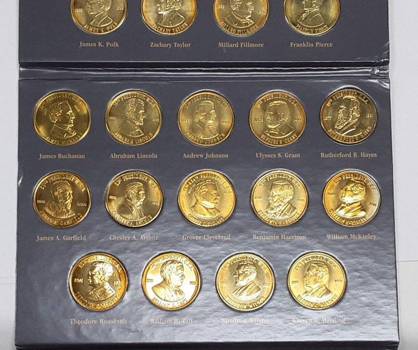 41 Piece Brass President Medal Set Including Washington Thru Clinton in Folder