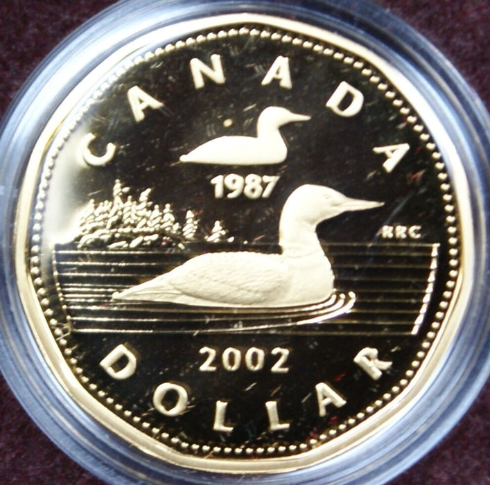 2002 Canada Gold Plated $1 Coin Commemorative Album w/Stamps & Maclean's