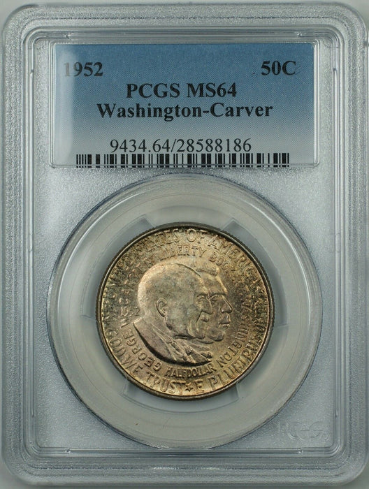 1952 Washington-Carver Silver Half Dollar Coin PCGS MS-64 Toned Obverse DGH