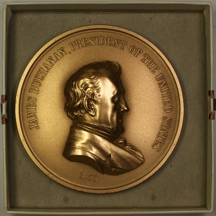 James Buchanan Presidential High Relief Bronze Peace Medal US Mint Opened