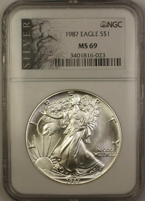 1987 American Silver Eagle ASE Dollar $1 Coin NGC MS-69 *Nearly Perfect GEM*