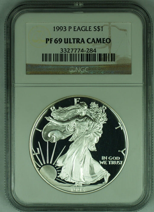1993-P American Proof Silver Eagle $1 NGC PF 69 Ultra Cameo (49)