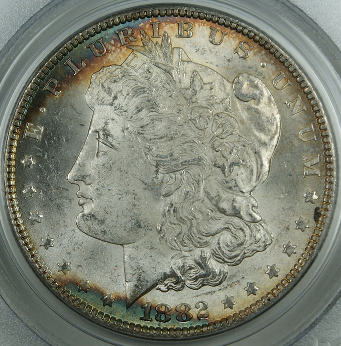 1882 Morgan Silver Dollar, PCGS MS-64 DFT, Edge Toned