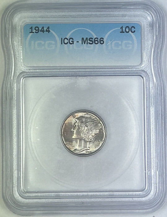 1944 Mercury Silver Dime 10c Coin Toned ICG MS 66 (54) B