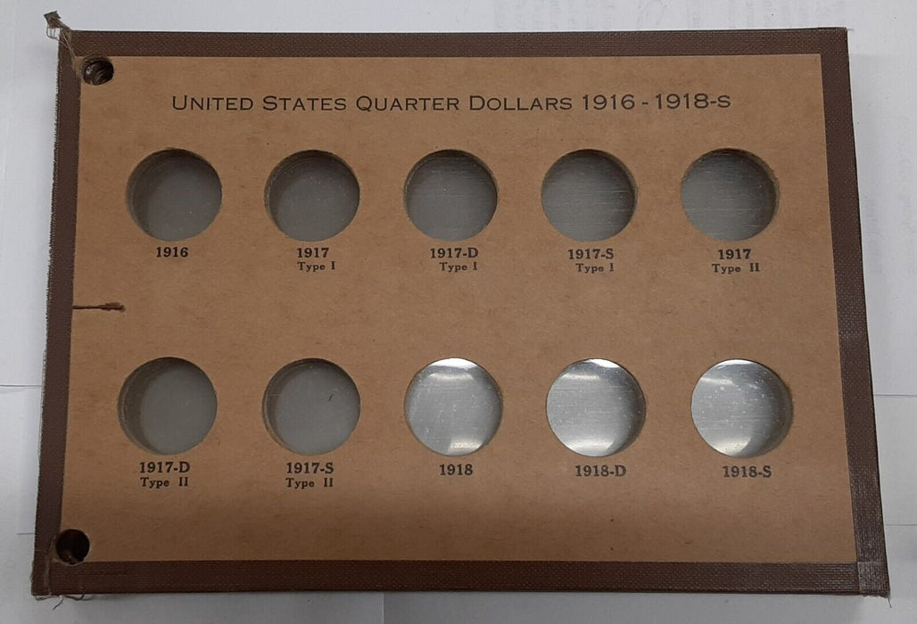 Empty Vintage Nat'l Coin Pages/W Raymond-Standing Quarters Complete No.370A-D