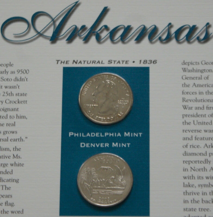 Arkansas 2003 P&D Quarter for Anniversery of Statehood Bonus Stamp