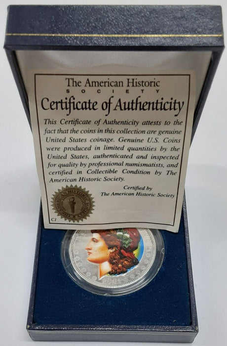 1921-D Morgan Silver Dollar With Colorized Liberty in Capsule and Case