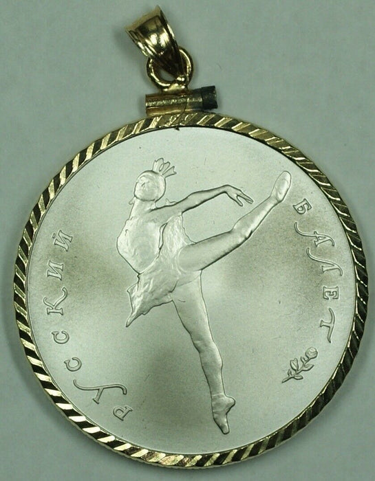1991 Russia 10 Rubles 1/2 Oz Palladium .999 Coin in 14K Gold Bezel Pendant
