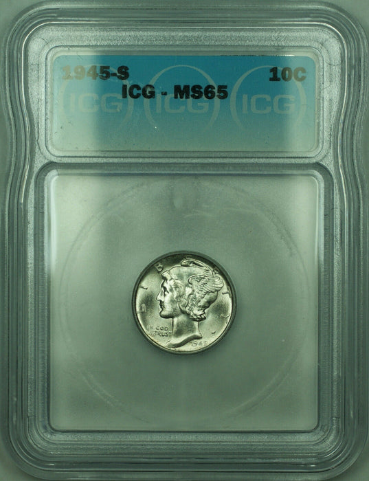 1945-S Mercury Silver Dime 10c Coin ICG MS-65 (UAA)