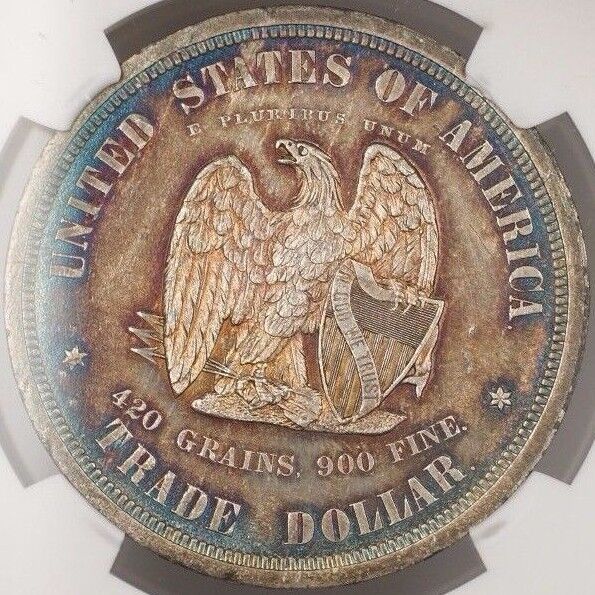 1873 Trade Dollar $1 US Pattern Coin Judd 1299 NGC Proof Details Toned WW