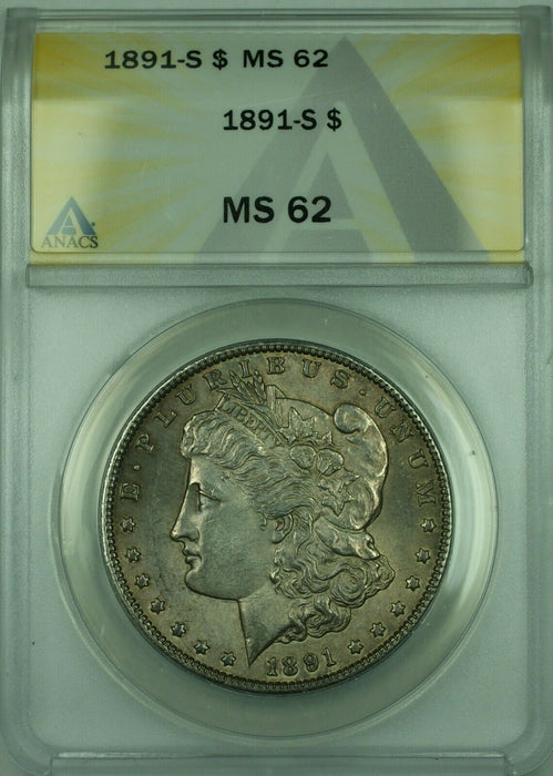 1891 Morgan Silver Dollar $1 Coin ANACS MS-62 Looks Undergraded; Toned (30)