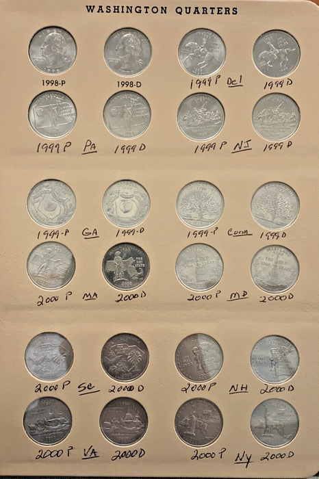 1932-1998 Washington Quarter Complete Set, Silver & Clad, Dansco Coin Album (L)