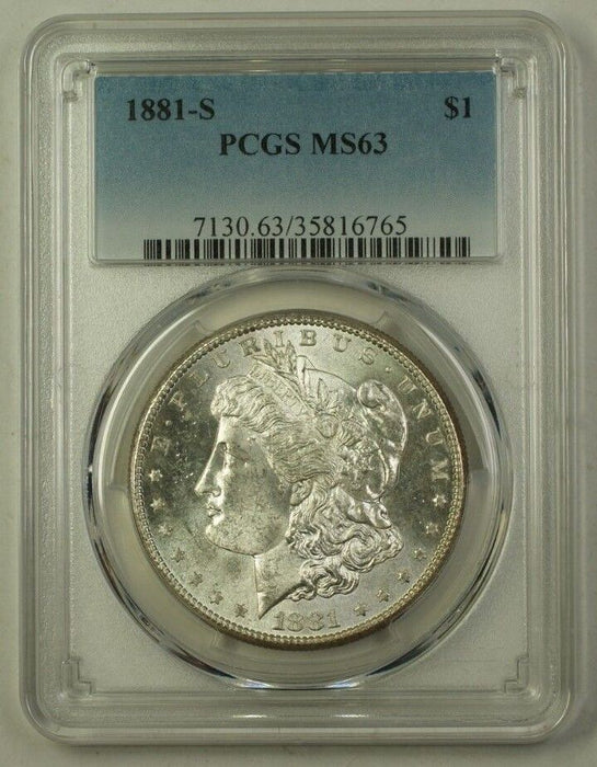 1881-S US Morgan Silver Dollar $1 Coin PCGS MS-63 (G) 12