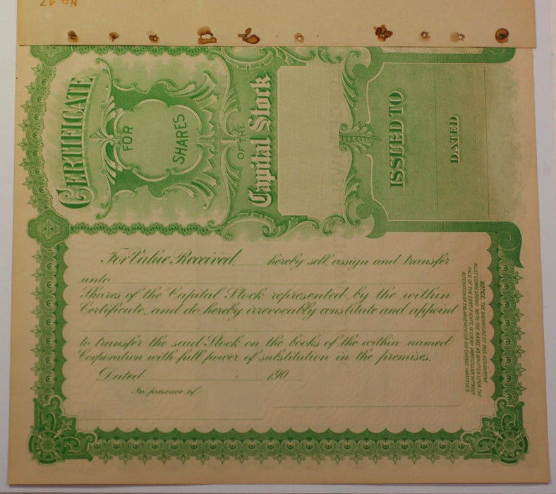 Georgetown National Bank Illinois Stock Certificate Serial Number 81