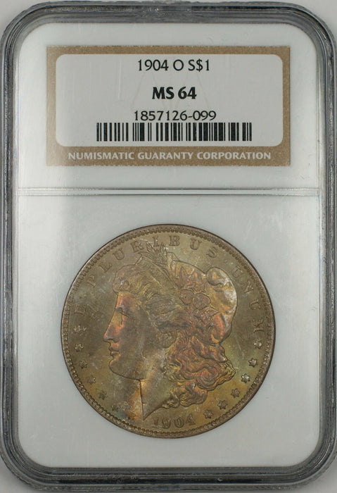 1904-O Morgan Silver Dollar $1 Coin NGC MS-64 Toned Obverse (Tb)