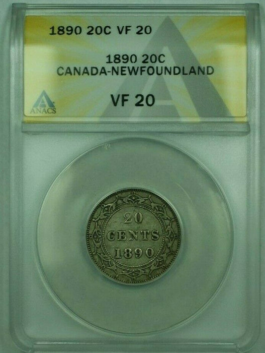 1890 Canda-Newfoundland 20c 20 Cents ANACS VF-20