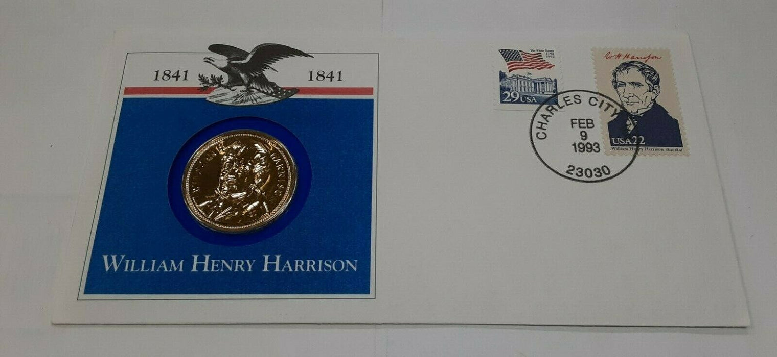 William Henry Harrison Presidential Medal in FDC - Hail to The Chiefs Collection