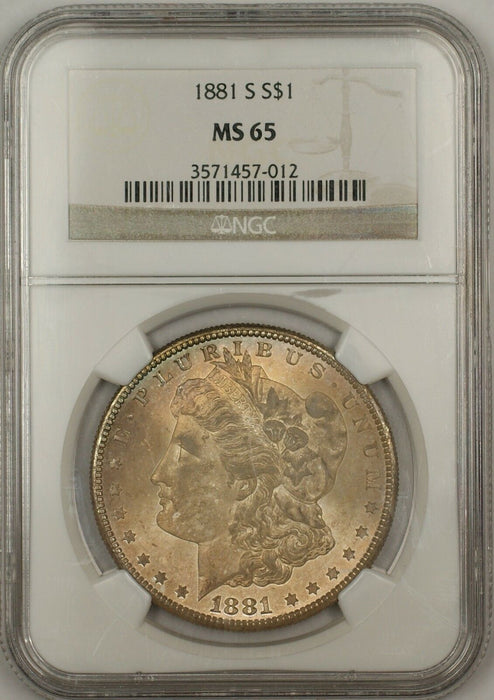 1881-S Morgan Silver Dollar $1 Coin NGC MS-65 Toned Gem (Ta)
