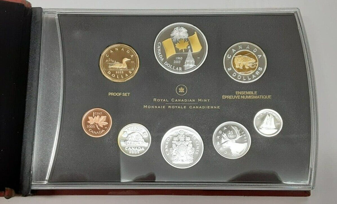 2005 Canada 8pc Proof Set-40th Anniversary Canadian Flag - w/RCM Box & COA