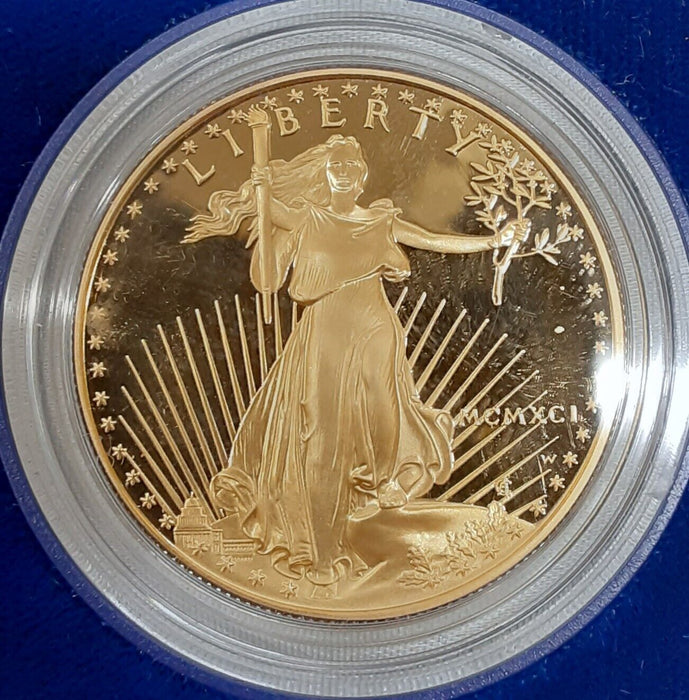 1991-W Proof 1 Oz American Gold Eagle $50 Coin w/Box & COA