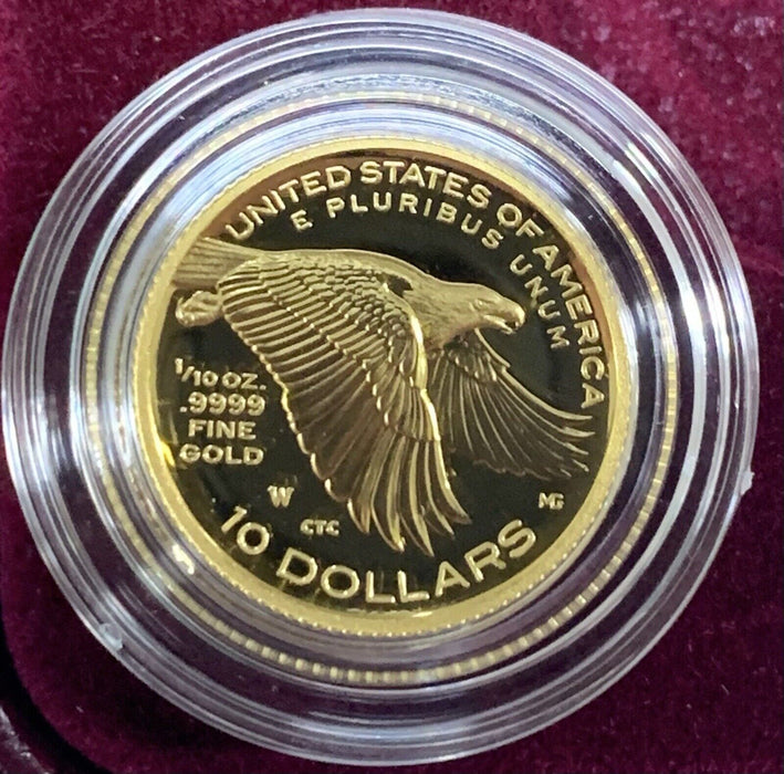 2018-W $10 American Liberty 1/10 OZ Proof Gold Coin Box & COA
