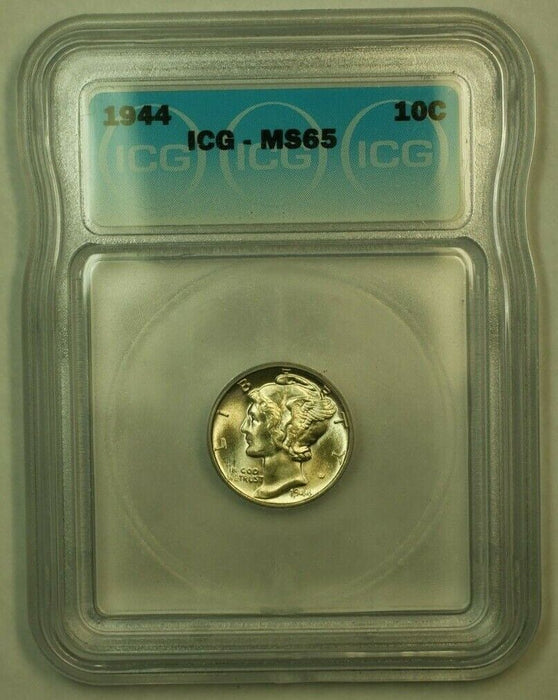 1944 Silver Mercury Dime 10c Coin ICG MS-65 Y
