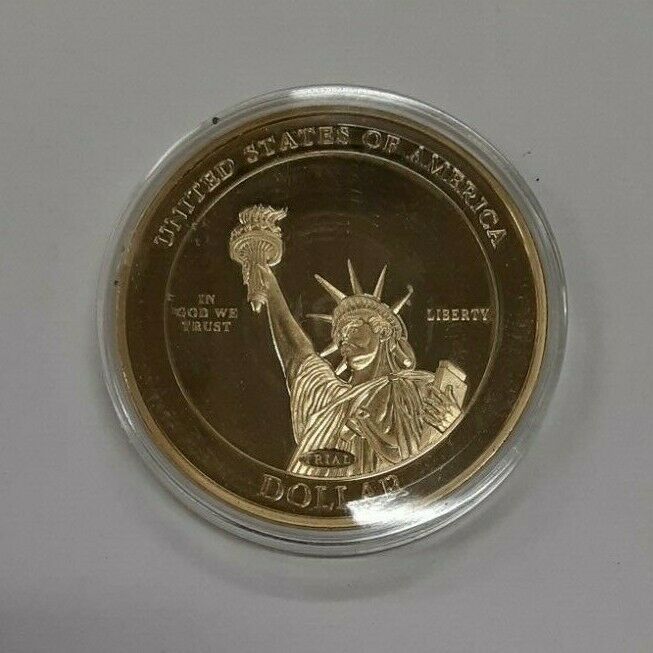 John F. Kennedy American Mint Gold Plated Trial Dollar Commemorative in W/COA