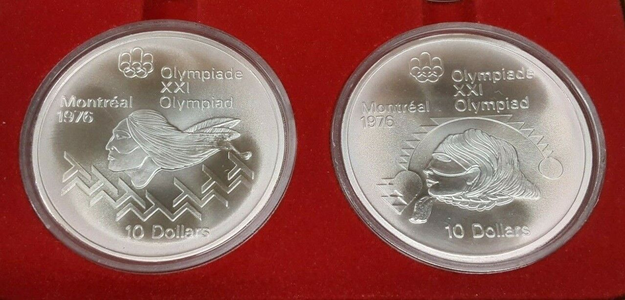 1975 Canada Montreal Olympic Games .925 Silver Four Coin Set in RCM OGP