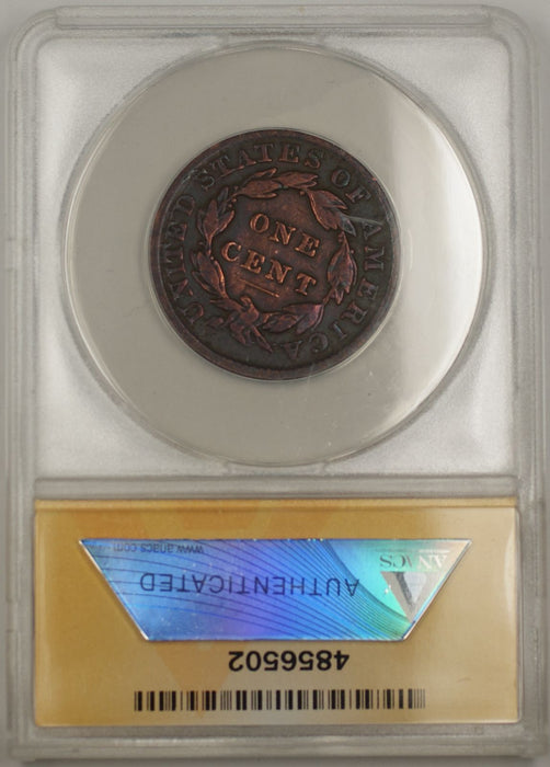 1833 Coronet Large Cent 1C Coin ANACS F 12 Details Corroded Scratched Cleaned