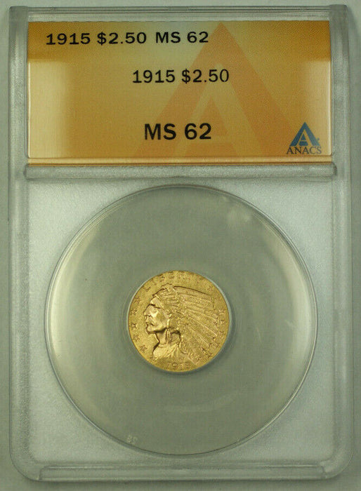 1915 $2.50 Indian Quarter Eagle Gold Coin ANACS MS-62 KRC