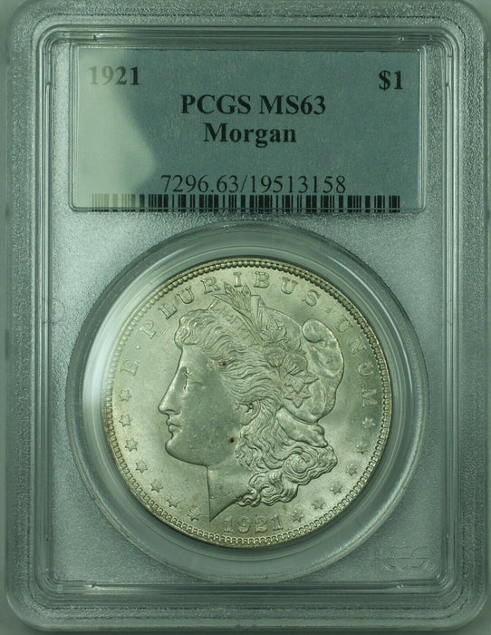 1921 Morgan Silver Dollar $1 Coin PCGS MS-63 (36) BB