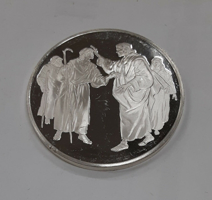 Franklin Mint Life of Christ .925 Silver Medal by Benvenuti-Jesus The Healer