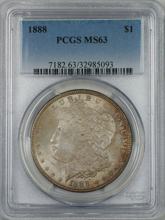 1888 Morgan Silver Dollar $1 Coin PCGS MS-63 Toned (Ta)