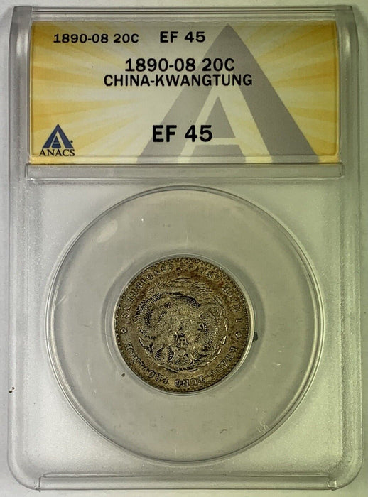 1890-08 20 Cent China-Kwangtung ANACS XF 45