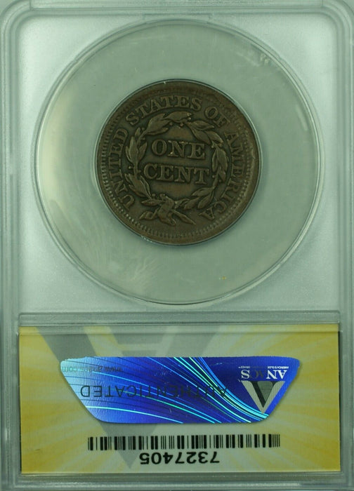 1852 Braided Hair Large Cent  ANACS VF-20 Details Damaged  (43B)