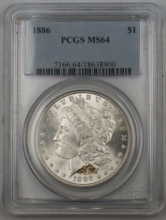 1886 US Morgan Silver Dollar Coin $1 PCGS MS-64 Br6 M