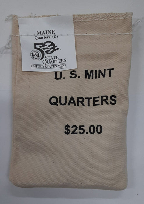 $25 (100 UNC coins) 2003 Maine - D State Quarter Original Mint Sewn Bag
