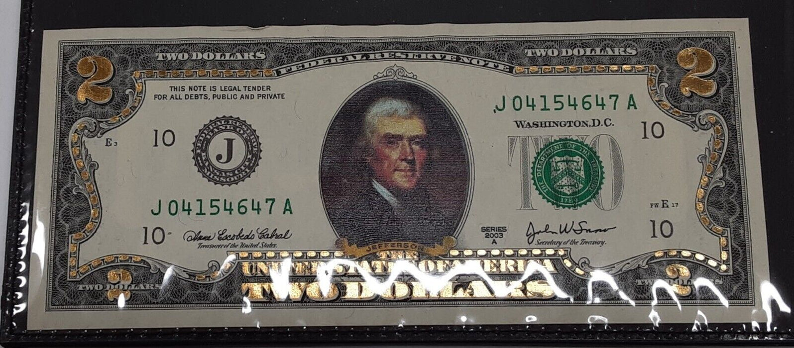 2003-A Colorized $2 FRNs - Pair of Notes in WRME Wallet